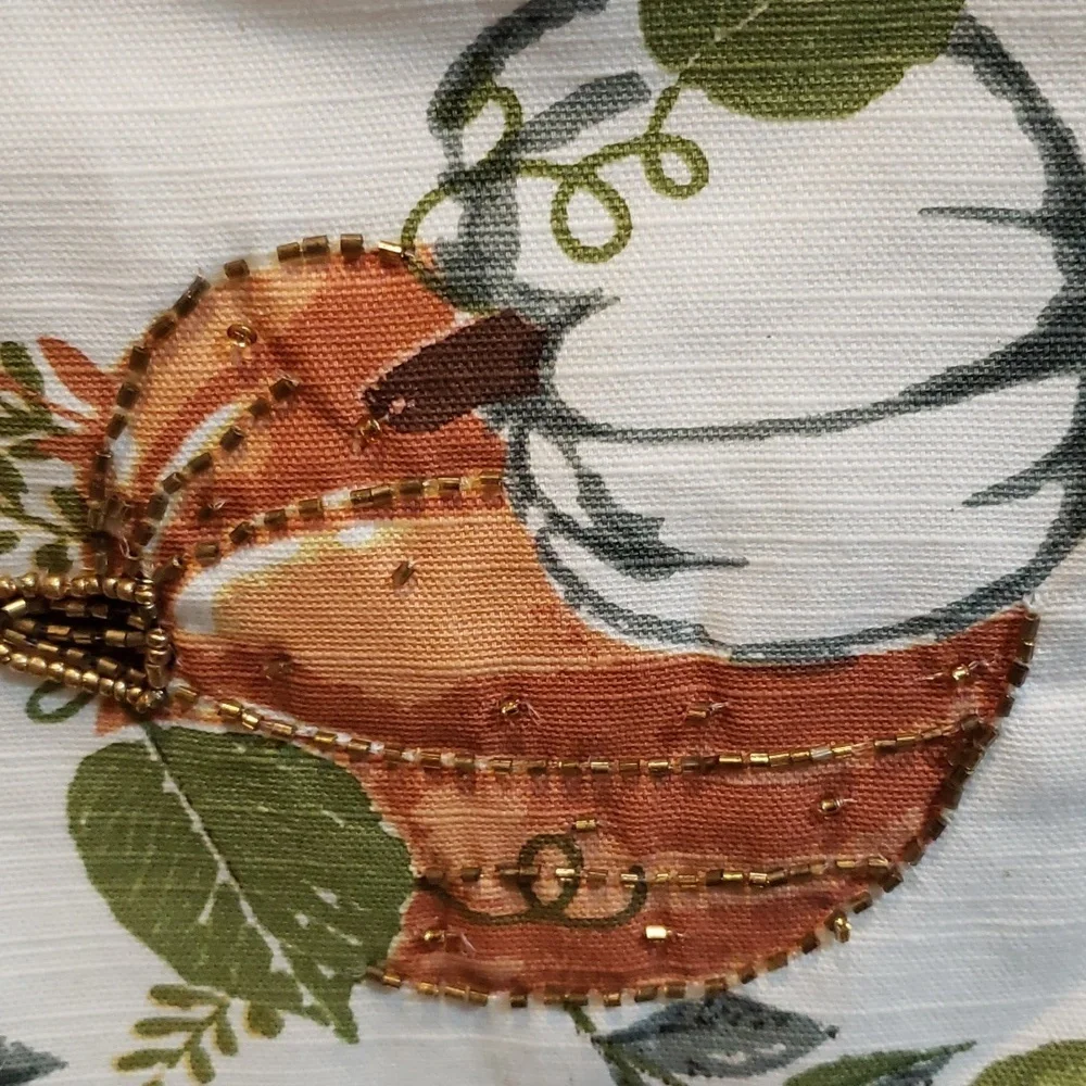 Nicole Miller Home NWT 72 x 16 Beaded Pumpkins Tasseled Corners Table Runner